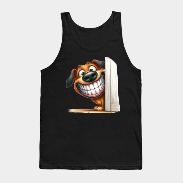 Cute  Dog Peeking around a corner Tank Top by 1AlmightySprout